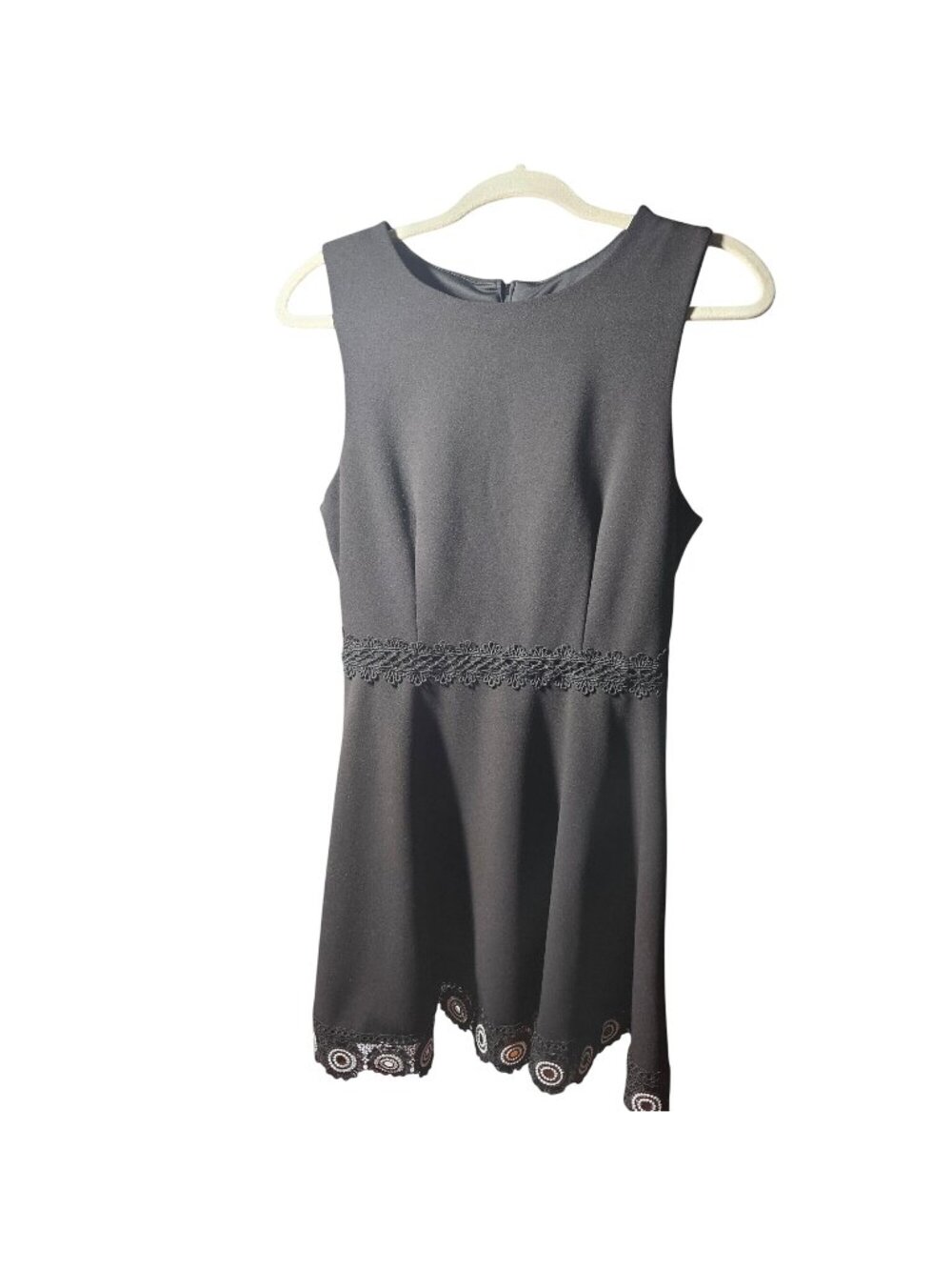 B. Darlin Black Sleeveless Dress With Lace Trim & Embroidered Hem Size 11/12